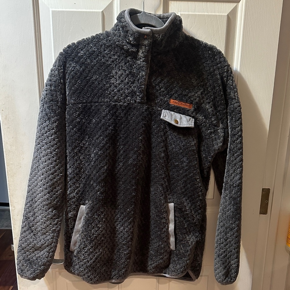 Simply Southern Women’s Charcoal Gray Fleece Jacket Medium excellent condition